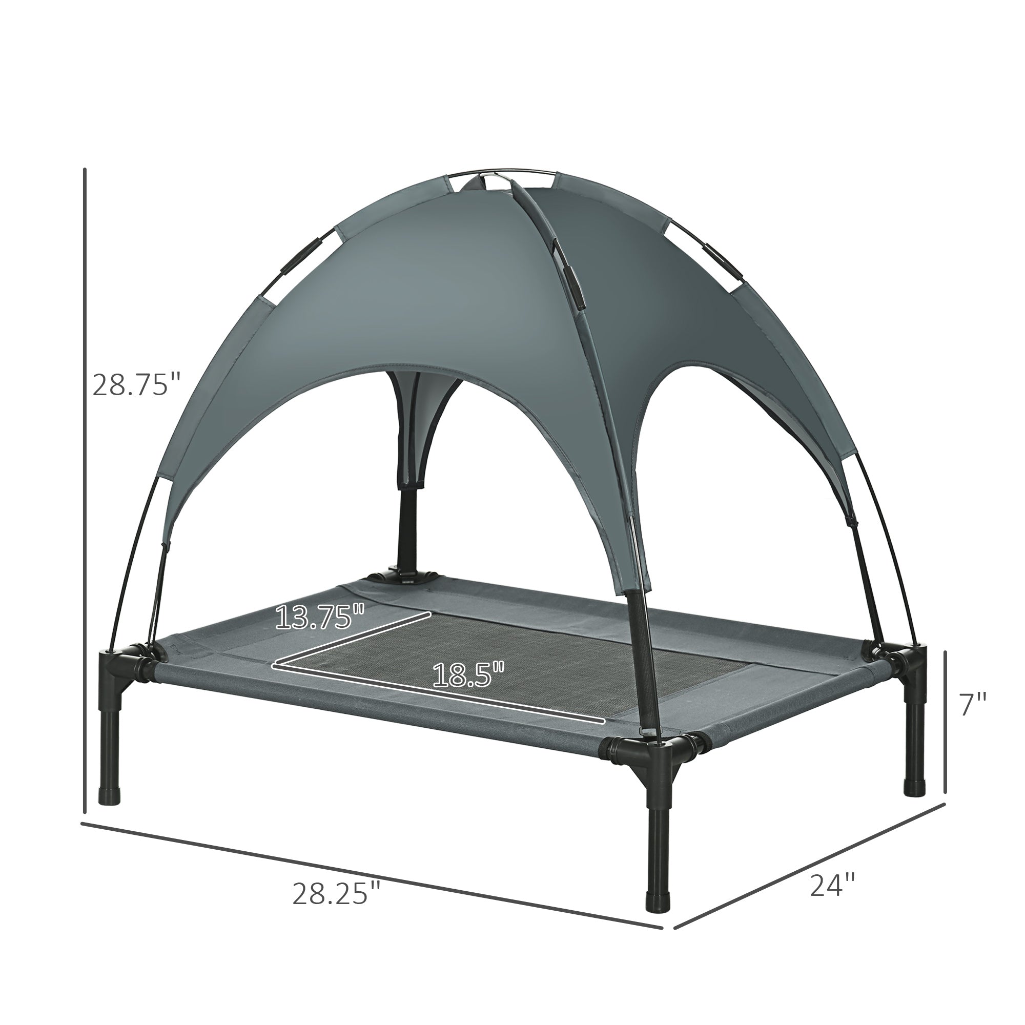 Elevated Dog Bed with Removable Canopy Gray