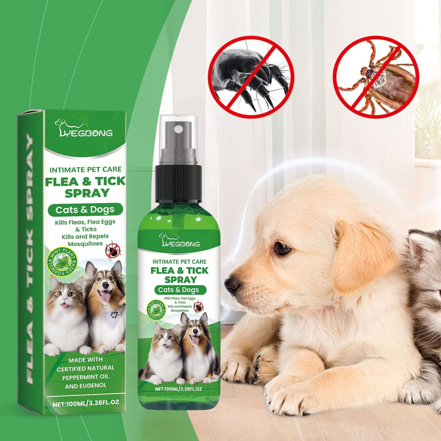 spray antiparasitaire naturel pour chiens et chats, spray anti-puces et tiques pour animaux de compagnie