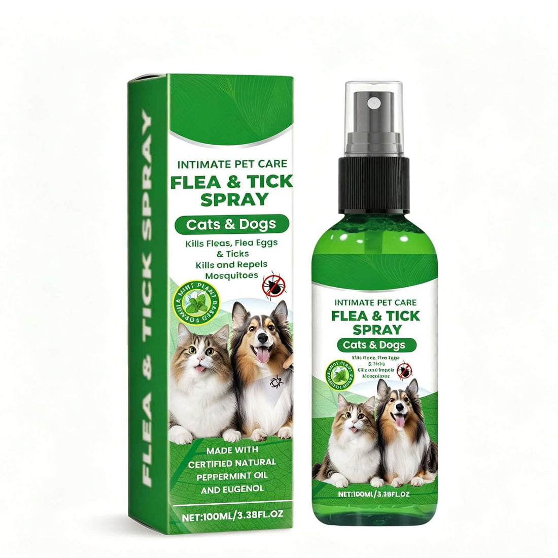 spray antiparasitaire naturel pour chiens et chats, spray anti-puces et tiques pour chiens et chats 100ml