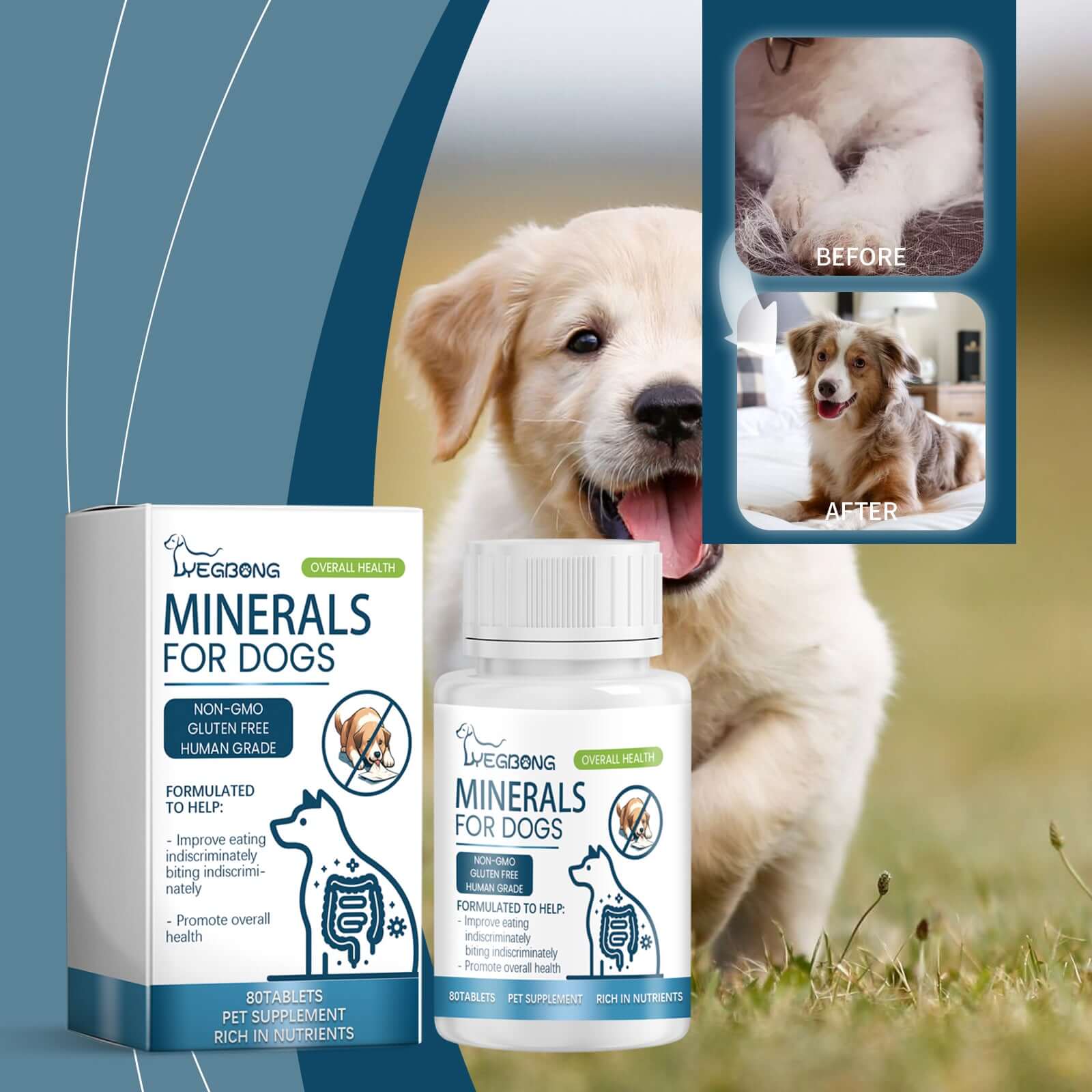 Dog Mineral Supplement Tablets  80 Count Daily Pet Vitaminsv