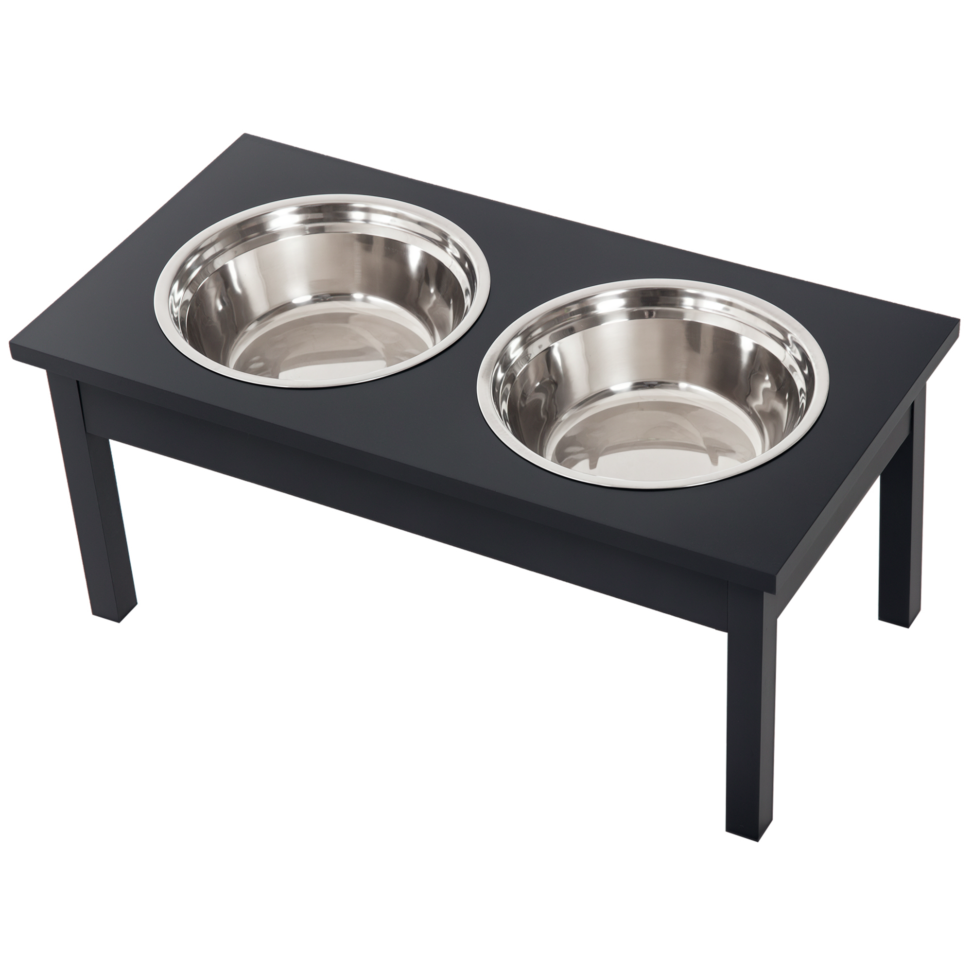 Wooden Elevated Dog Feeder with Stainless Steel Bowls