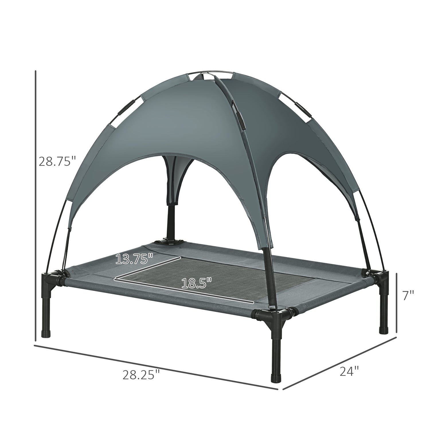 Elevated Dog Bed with Removable Canopy Gray