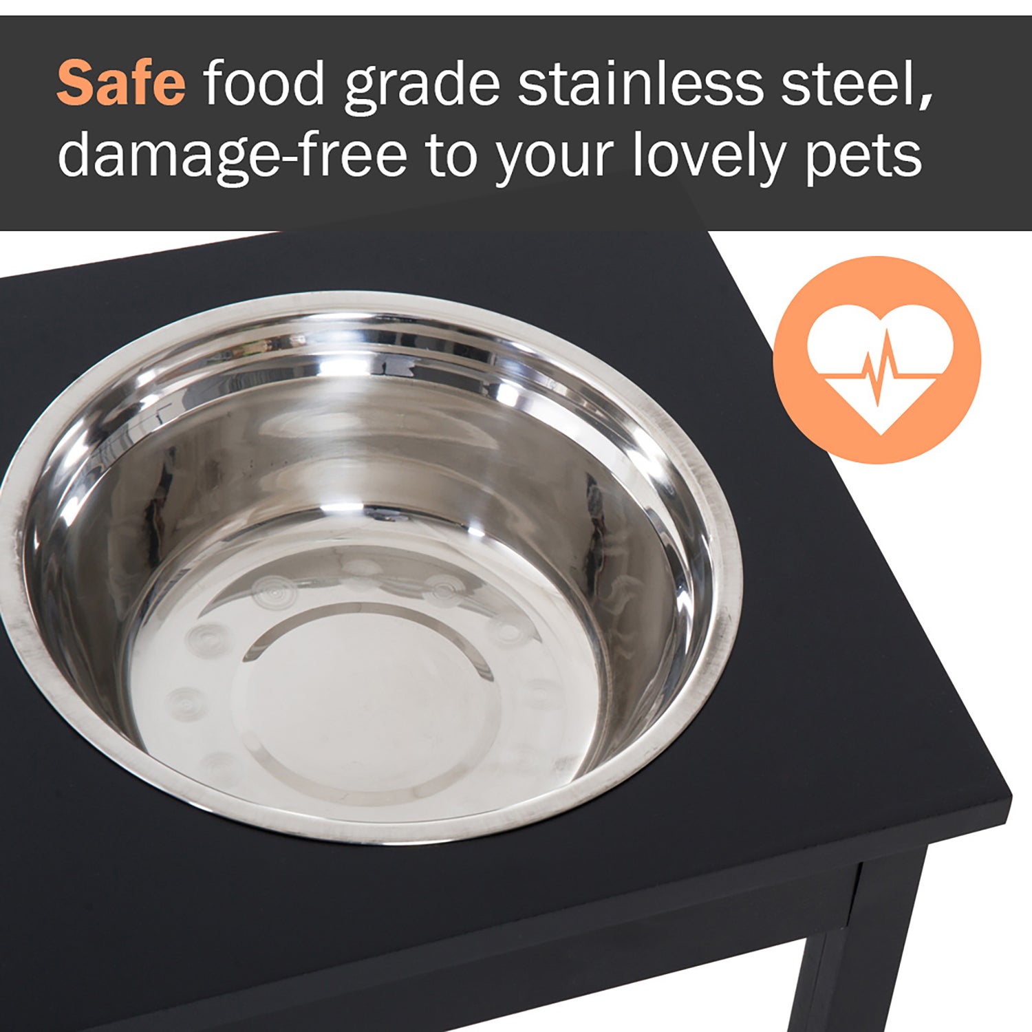 Wooden Elevated Dog Feeder with Stainless Steel Bowls
