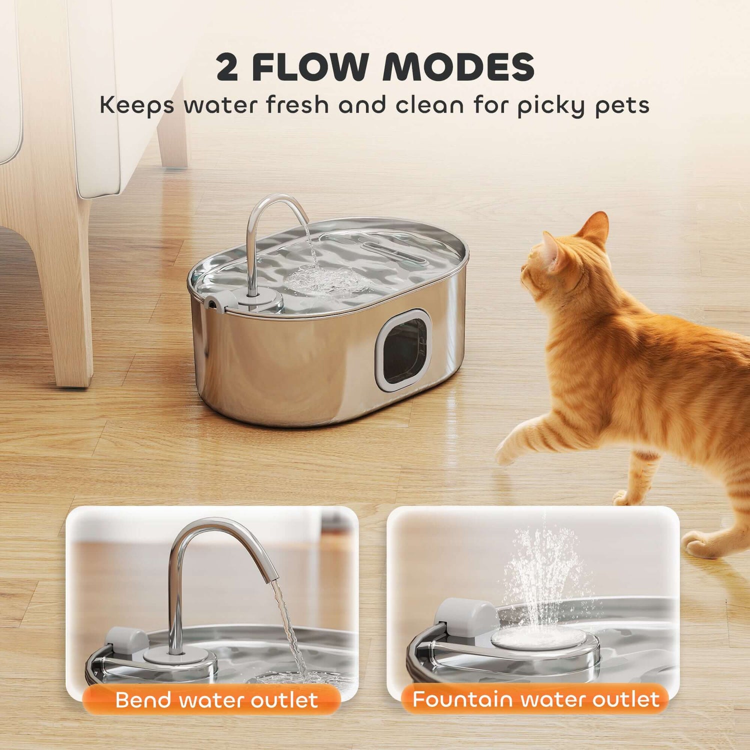 Stainless Steel Cat Fountain 7L