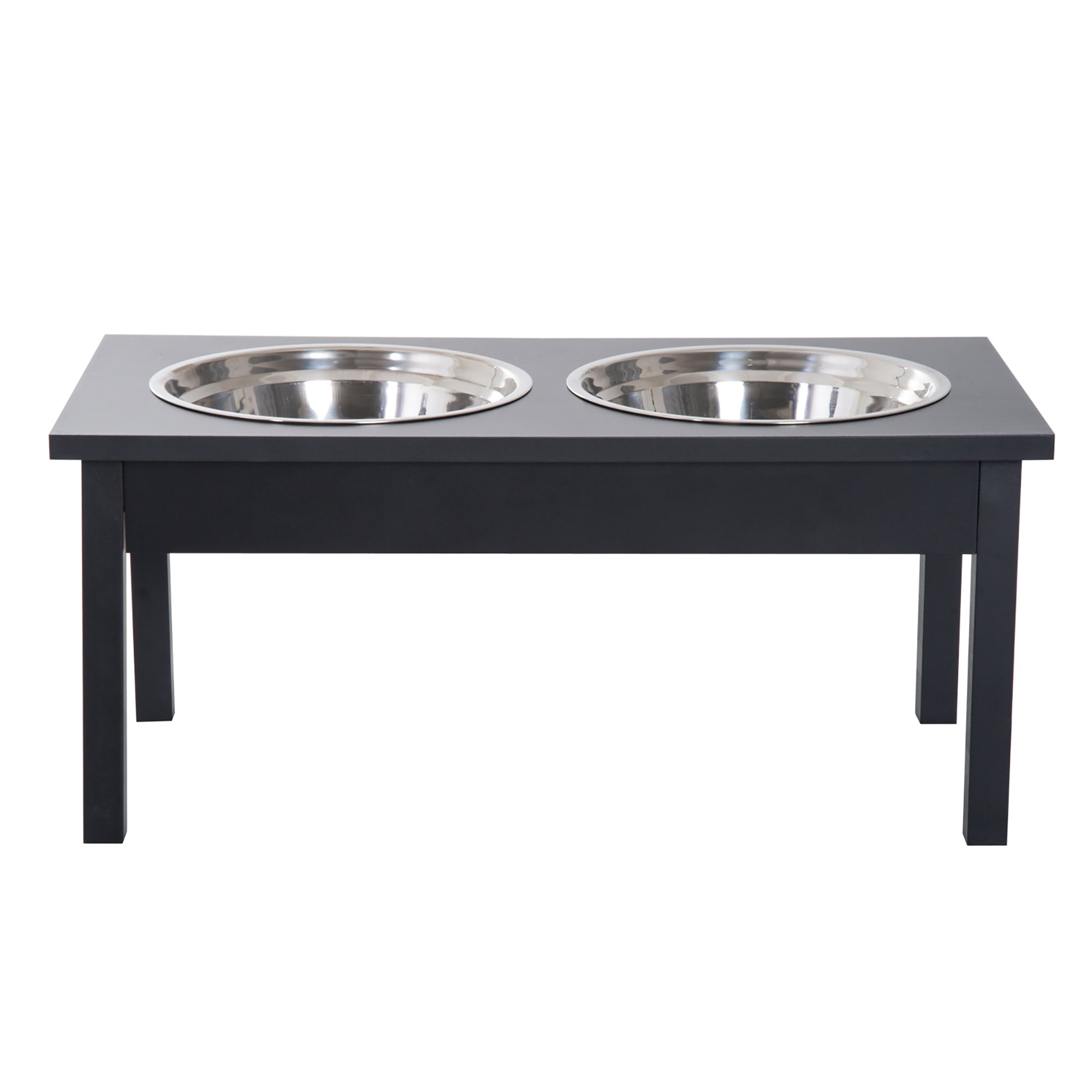 Wooden Elevated Dog Feeder with Stainless Steel Bowls