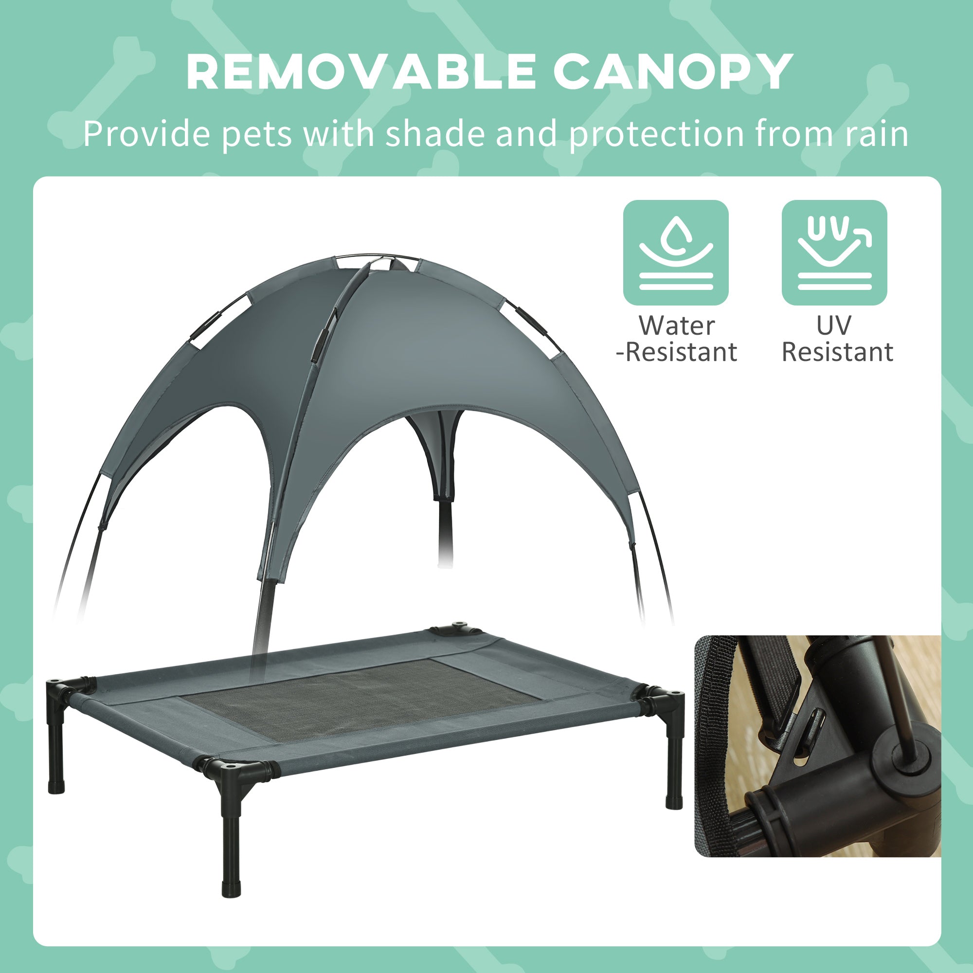 Elevated Dog Bed with Removable Canopy Gray