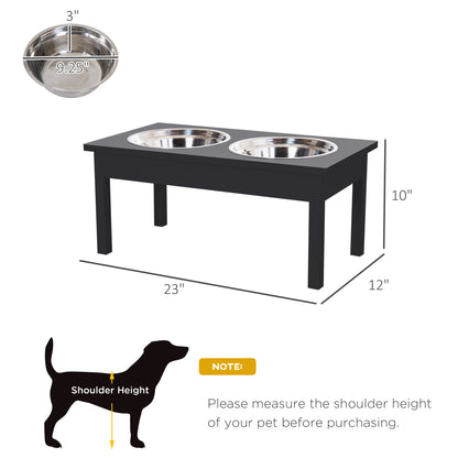 Wooden Elevated Dog Feeder with Stainless Steel Bowls