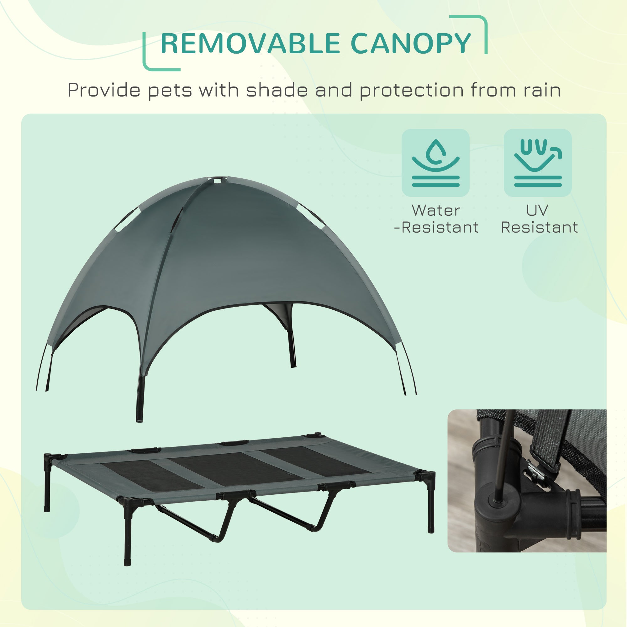 Elevated Portable Dog Cot with UV Canopy